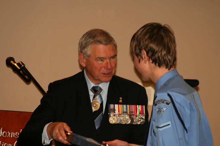 Leading Cadet Howes and Read Admiral Ken Doolan AO